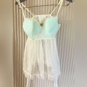 White lace w/ aqua blue!